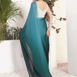 Satrani Green Ombre Saree With Unstitched Blouse image 2