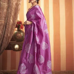 Satrani Purple Woven Saree With Unstitched Blouse image 2