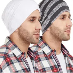 Vimal Jonney Black & White Striped Beanies Set of 2-picture-43