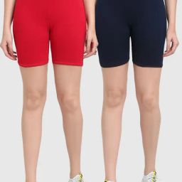 Gracit Red & Navy Cotton Sports Shorts - Pack Of 2-picture-37