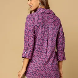 Fabindia Blue Regular Fit Printed Tunic image 2
