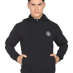 U.S. Polo Assn. Black Regular Fit Printed Hooded Jacket image 1