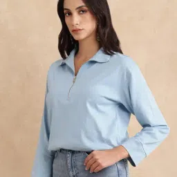 RAREISM Blue Polyester Solid Top image 4