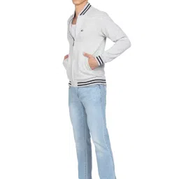Arrow Sport Grey Cotton Regular Fit Striped Bomber Jacket image 5