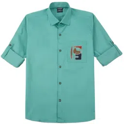 Cavio Boys Green Cotton Comfort Fit Shirt-image-38