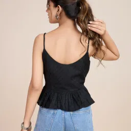 House of Mira Black Viscose Embroidery Top image 2