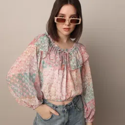 Only Pink & Green Floral Print Crop Top-picture-26