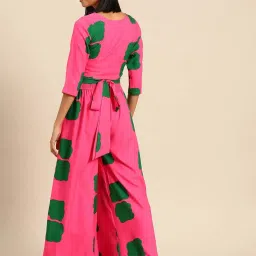 Mabish Pink & Green Printed Crop Top Palazzo Set image 2