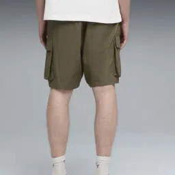 Puma Green Cotton Relaxed Fit Cargo Shorts image 2