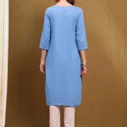 Biba Cornflower Blue Straight Kurta image 2