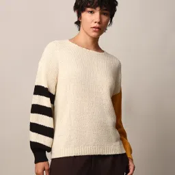 Only Beige Self design Pullover image 2