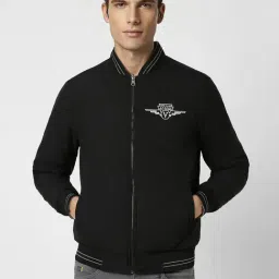 Van Heusen Black Cotton Regular Fit Jacket-image-7