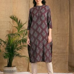 Fashor Burgundy Cotton Floral Kurti-picture-47