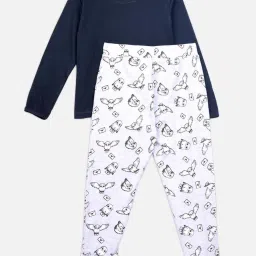 Nap Chief Unisex Navy Cotton Character Based Full Sleeves Night Suits image 2