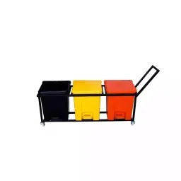 Grassland Pedal Dustbin HDPE Plastic Multi Color 96 L with Lid & 4 Wheels, GPL1120 image 2