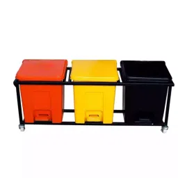 Grassland Pedal Dustbin HDPE Plastic Multi Color 96 L with Lid & 4 Wheels, GPL1120 image 3