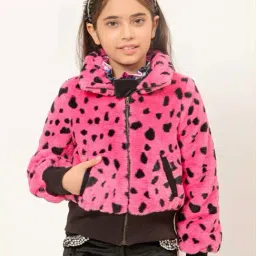 One Friday Kids Pink Printed Regular Fit Jacket-picture-21