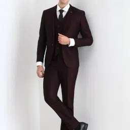 Allen Solly Brown Slim Fit Printed Four Piece Suit image 2