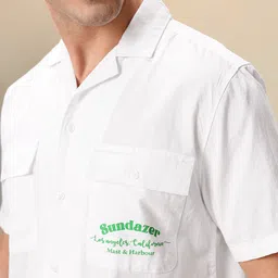 Mast & Harbour Pure Cotton Typography Printed Drop-Shoulder Sleeves Relaxed Casual Shirt image 2