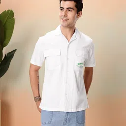 Mast & Harbour Pure Cotton Typography Printed Drop-Shoulder Sleeves Relaxed Casual Shirt image 5