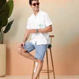 Mast & Harbour Pure Cotton Typography Printed Drop-Shoulder Sleeves Relaxed Casual Shirt image 3