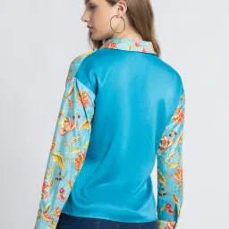 SHAYE Blue Velvet Regular fit Print casual shirts image 2