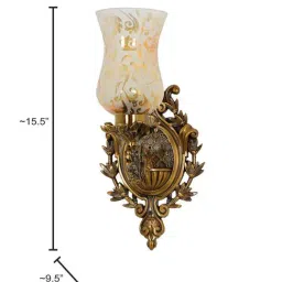 FOS LIGHTING Antique Cast Aluminium Traditional Uplight Wall Sconce with Golden Etched Glass image 3