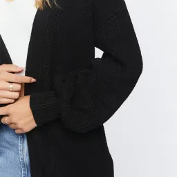 Forever 21 Black Cotton Full Sleeves Cardigans image 5