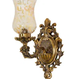 FOS LIGHTING Antique Cast Aluminium Traditional Uplight Wall Sconce with Golden Etched Glass image 5