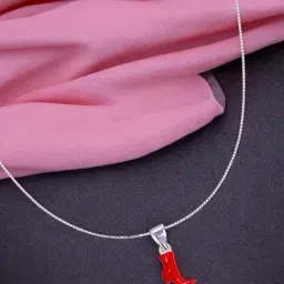 Taraash 925 Sterling Silver Chic Red Stilettos Enamel Pendant with Chain for Girls & Kids-picture-31