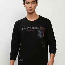 showoffff SHOWOFF Black Slim Fit Printed Sweatshirt image 2