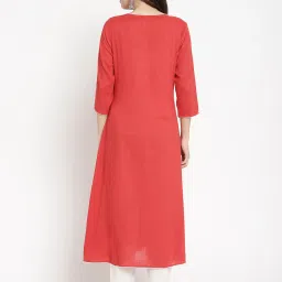 savi india Savi Blue Cotton A-Line Embroidered Kurta kurtis image 2