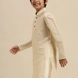 Sanwara Kids Cream Regular Fit Kurta image 3