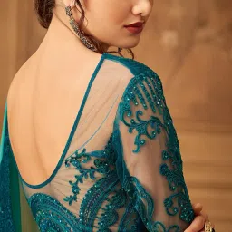 Saree Mall Green Embellished Sarees With Unstitched Blouse image 2