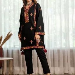 Rustorange Black Printed A Line Kurti image 5