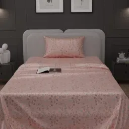 Stoa Paris Elegance Peach Polyester 300 TC Sateen Super King Size Bed Sheet With 2 Pillow Covers image 2