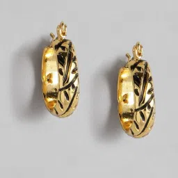 Estele Gold-Plated Oxidized Hoop Earrings for Women/Girls image 2