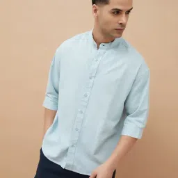 Code By Lifestyle Blue Comfort Fit Shirt-image-74