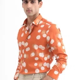 Rare Rabbit Rust Regular Fit Polka Dot Shirt image 3