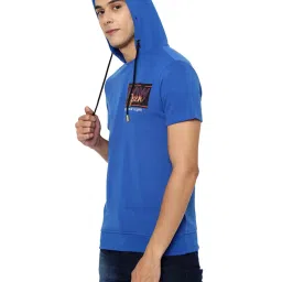 Forever 21 Blue Regular Fit Printed Hooded T-Shirt image 3