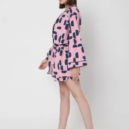 Vero Moda Ease Pink Printed Sleepwear Robe image 3