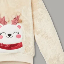 Fame Forever by Lifestyle Girls Beige Embroidery Sweatshirt image 3