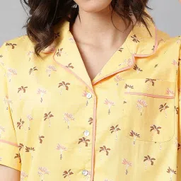 Fabindia Mustard Cotton Printed Shirt Shorts Set image 5