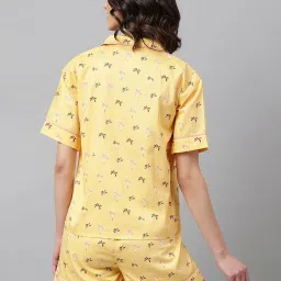 Fabindia Mustard Cotton Printed Shirt Shorts Set image 2