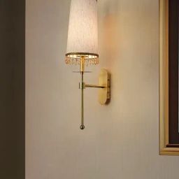 FOS LIGHTING Antique Brass Long Arm Wall Sconce with Beaded Tassel Shade-picture-35