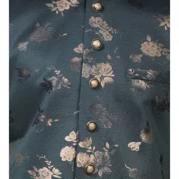 Manyavar Teal Green Regular Fit Floral Print Nehru Jacket image 5