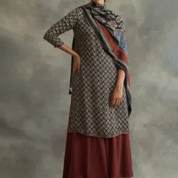 Folksong By W Black Printed Straight Kurta image 5