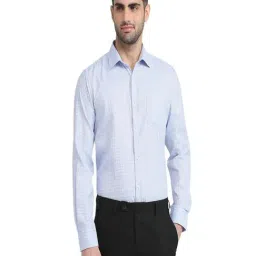 Park Avenue Blue Slim Fit Checkered Formal Shirt-picture-10
