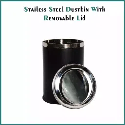 Grassland Dustbin 10 L Stainless Steel Round Black with Swing Lid, GSS1043 image 5