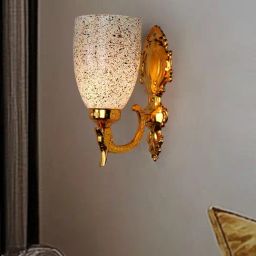 FOS LIGHTING Gold Traditional Wall Sconce with Multicolor Speckled Glass Shade-picture-47